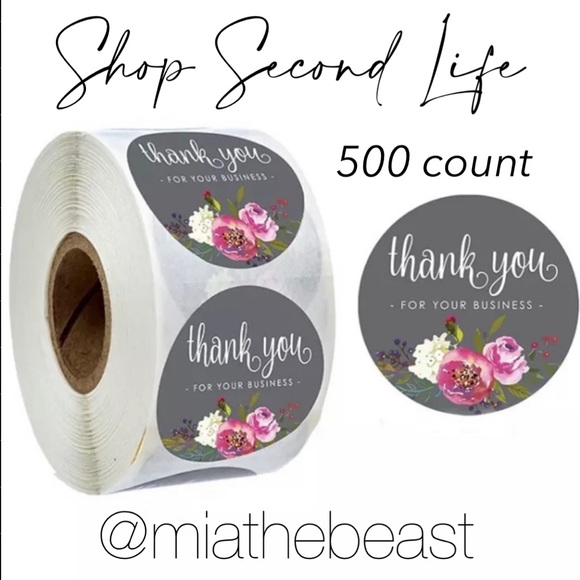 3/$20 📦 500 grey floral thank you stickers - 1” comes on a roll - Picture 1 of 2